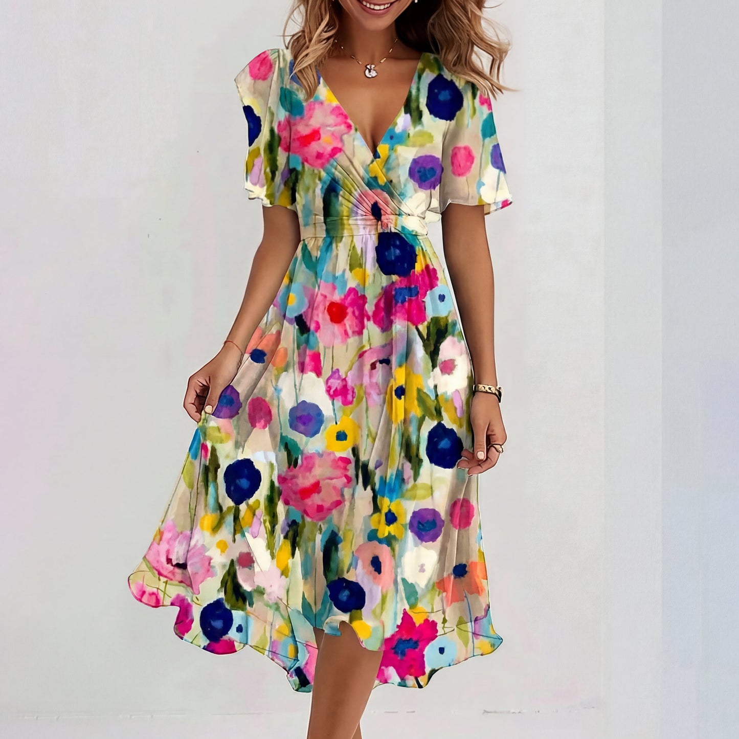 Fiona - Vestido midi especial de manga corta