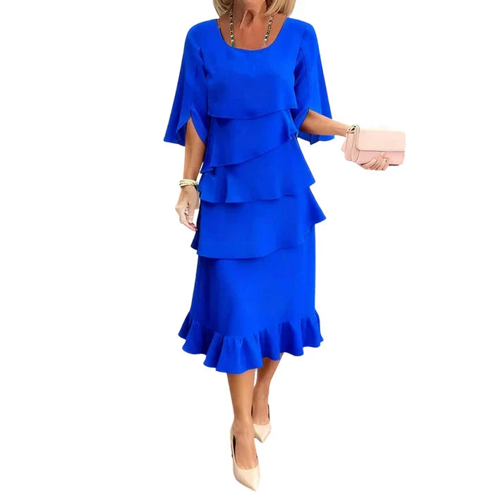 Rachel - Elegant dress with layered ruffle sleeves