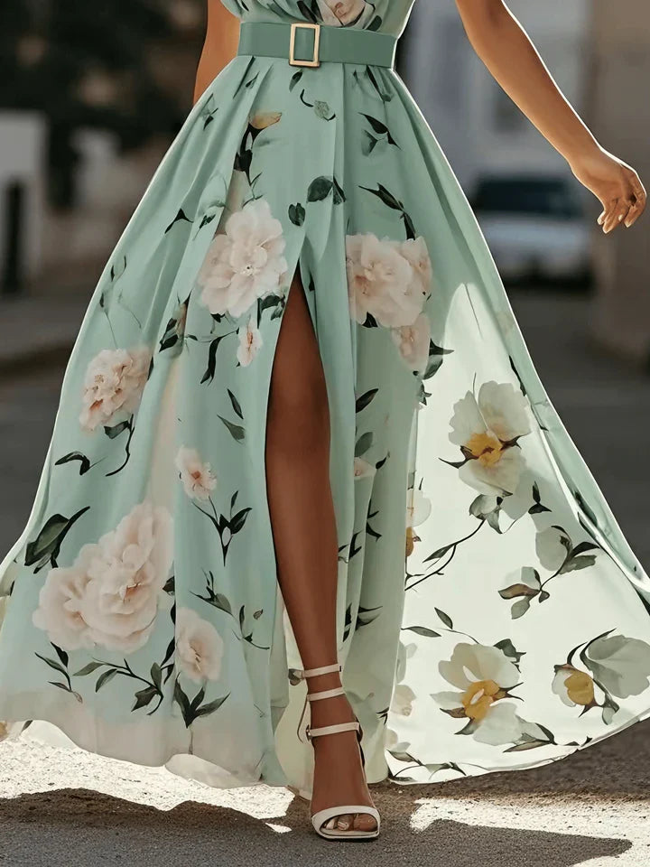 Aurora - Vestido largo floral de un solo hombro