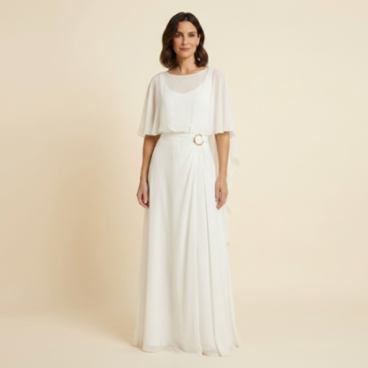 Iria - Elegant set with cape sleeves and fluid trousers