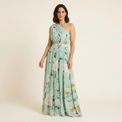 Aurora - Vestido largo floral de un solo hombro