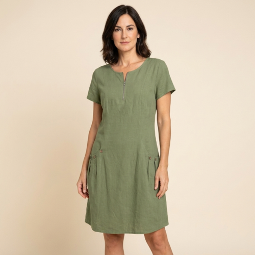 Mireia - Dress with zipper and buttoned pockets