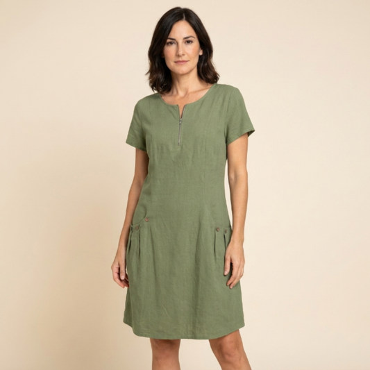 Mireia - Dress with zipper and buttoned pockets