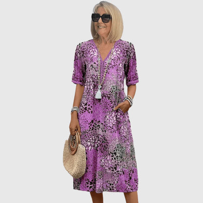 Marina - Vestido midi veraniego con estampado de motivos marinos