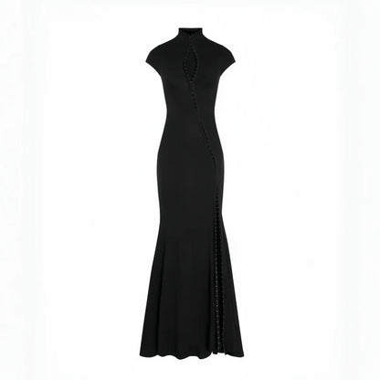 Andrea - Vestido maxi negro con abertura