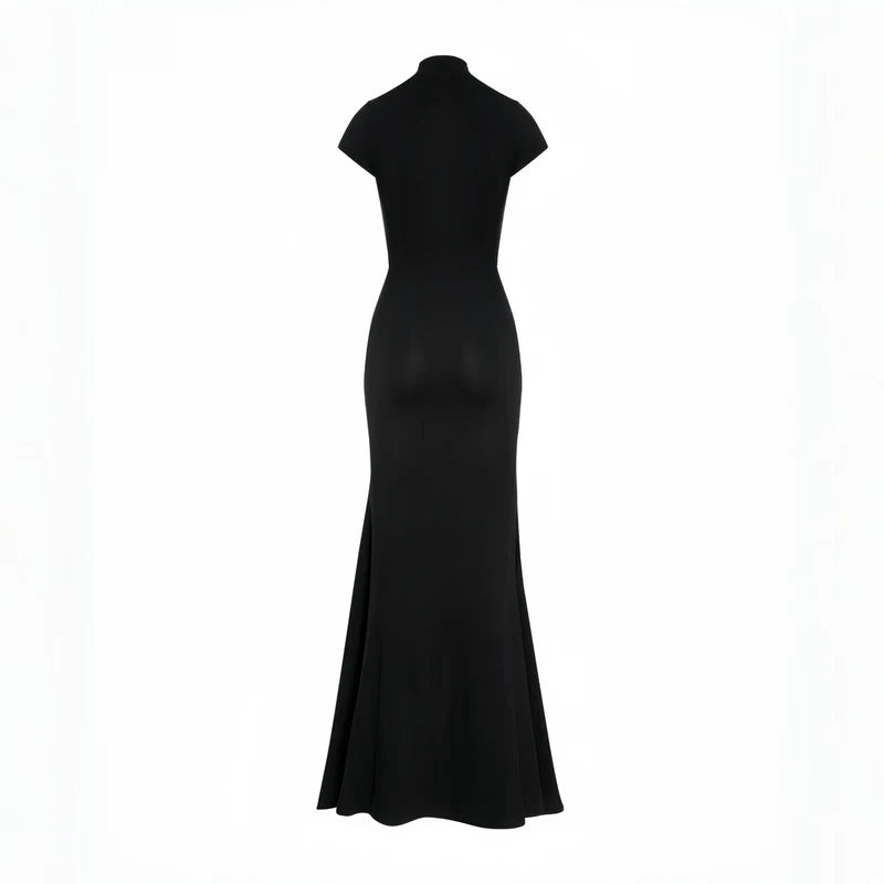 Andrea - Vestido maxi negro con abertura