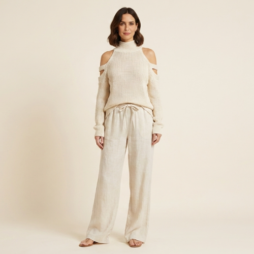 Camila - Moderno conjunto de punto y pantalón ancho