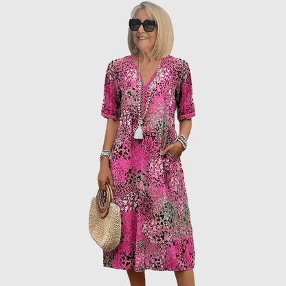Marina - Vestido midi veraniego con estampado de motivos marinos