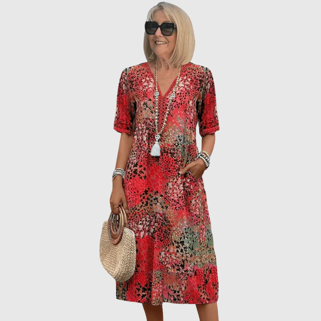 Marina - Vestido midi veraniego con estampado de motivos marinos
