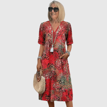Marina - Vestido midi veraniego con estampado de motivos marinos