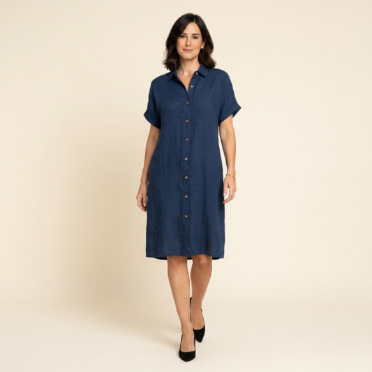 Vega - Vestido camisero de manga corta