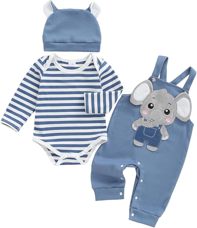 Baby boy elephant romper set