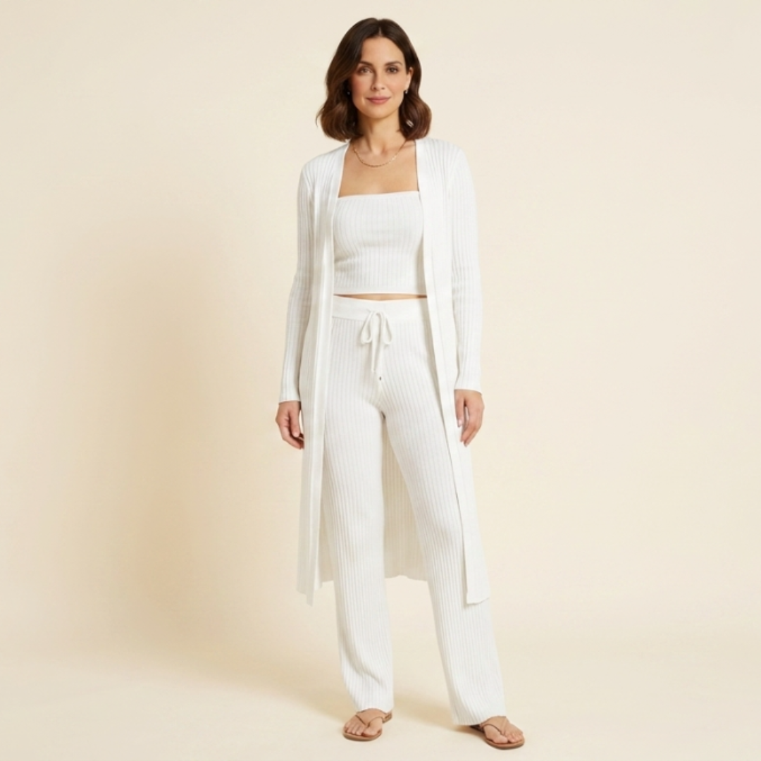 Marina - Conjunto de punto casual de tres piezas