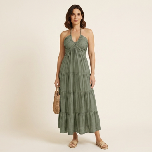 Julia - Halter Neck Backless Maxi Dress