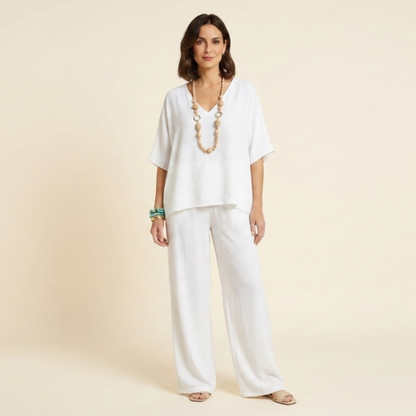 Mónica - Conjunto casual holgado de color liso