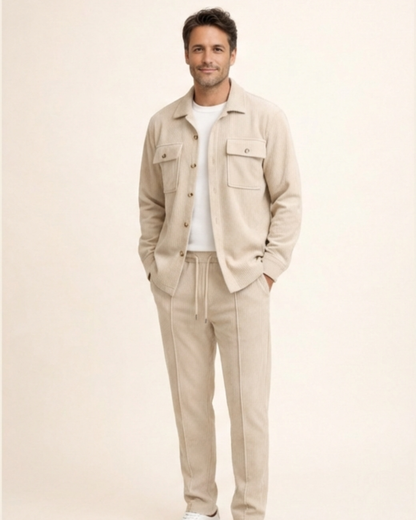 Iván – Conjunto de chaqueta abotonada y pantalón waffle