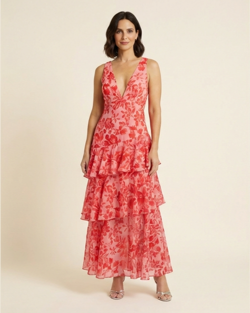 Maya - Floral Ruffle Maxi Dress
