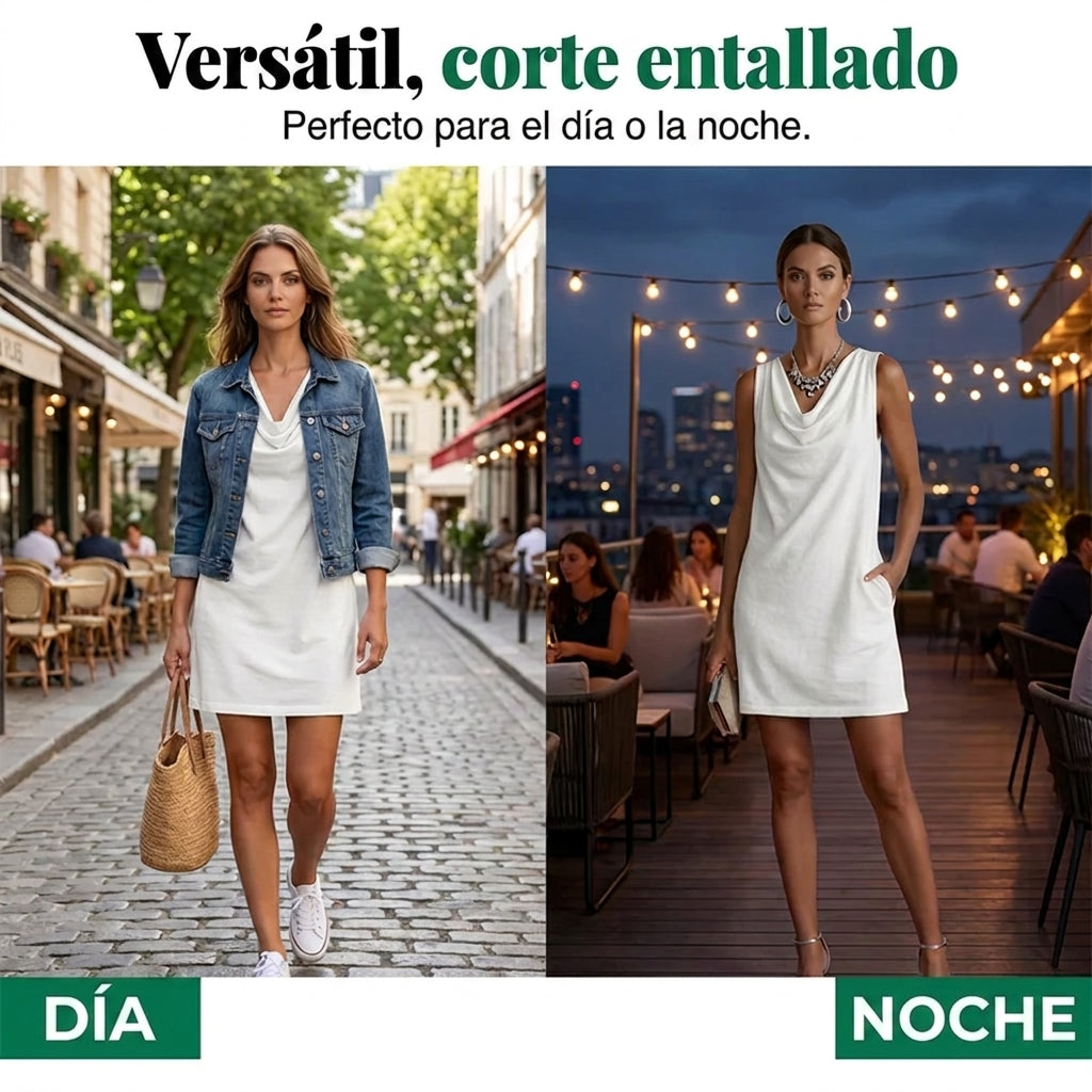 Noa - Elegant dress with a draped neckline