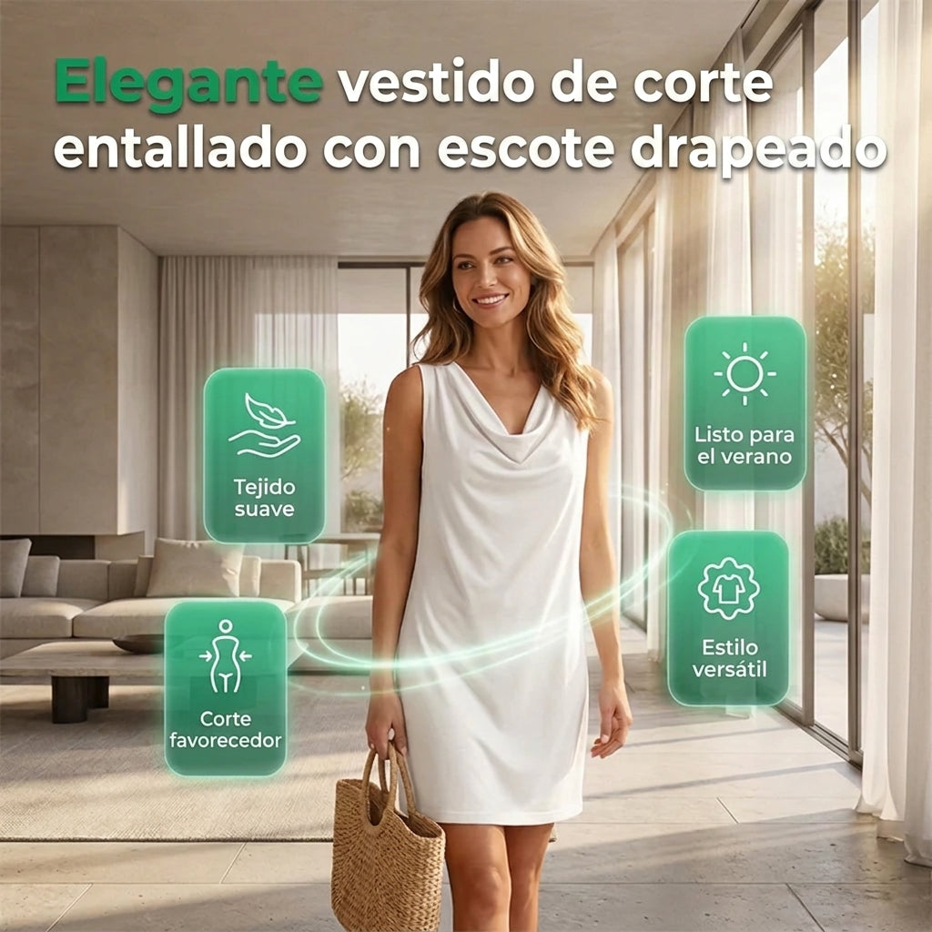Noa - Elegant dress with a draped neckline