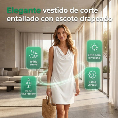 Noa - Elegant dress with a draped neckline