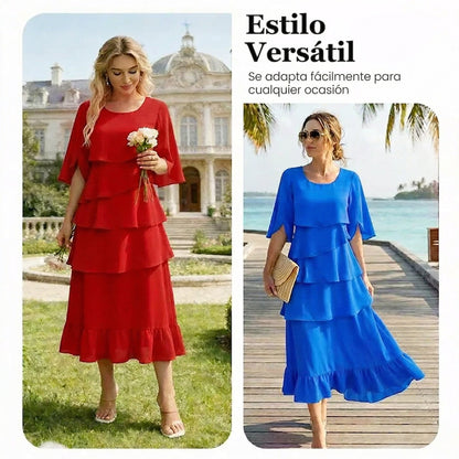 Rachel - Elegant dress with layered ruffle sleeves