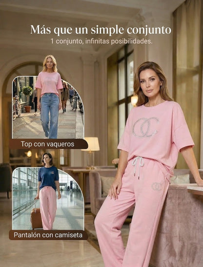 Nerea - Two-piece set with top and wide-leg trousers