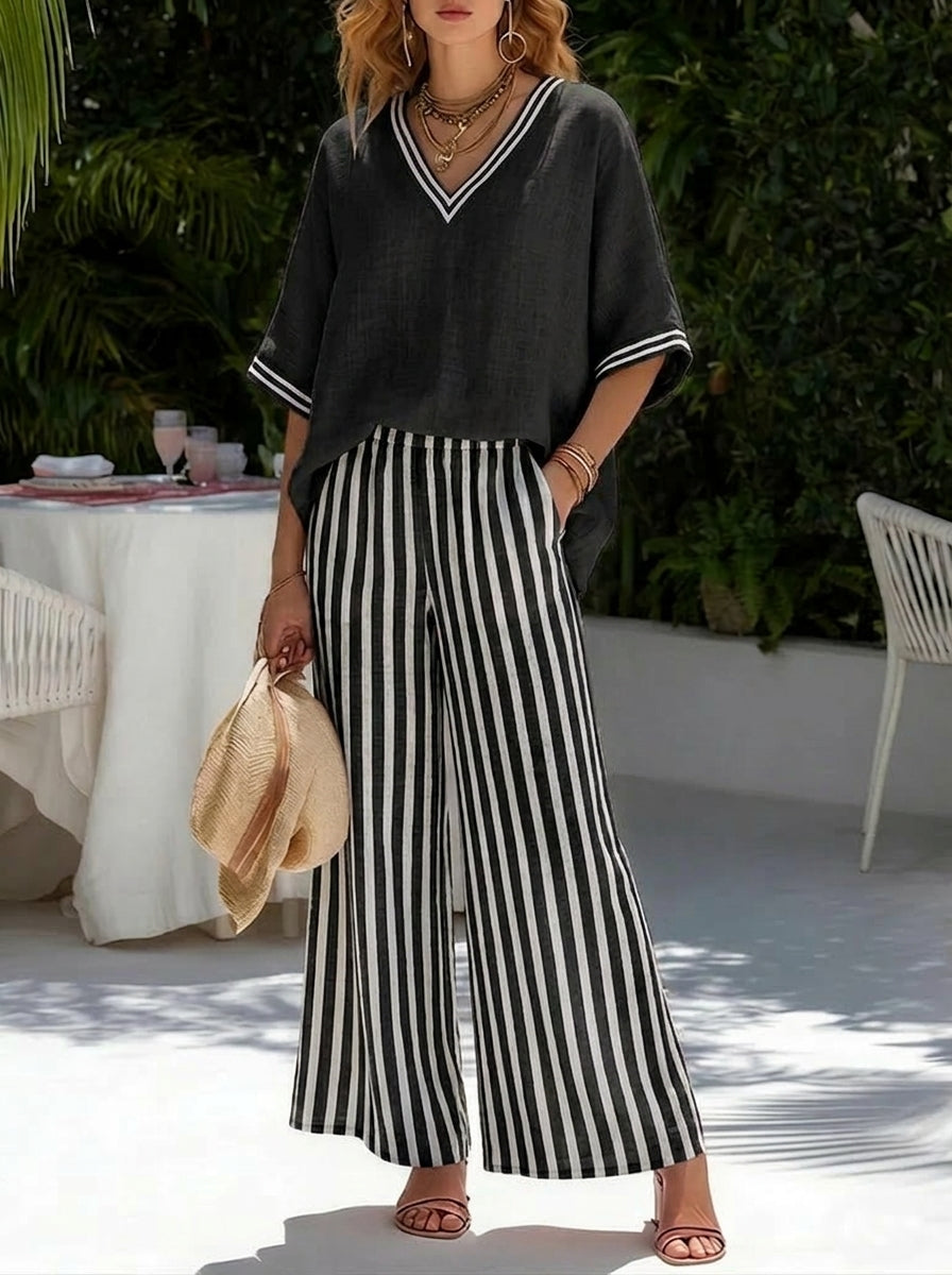 Amalia | Conjunto de Rayas Elegante y Casual