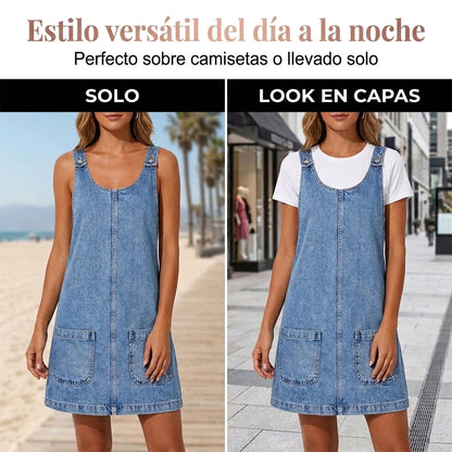 Daniela - Vestido Vaquero Casual de Tirantes