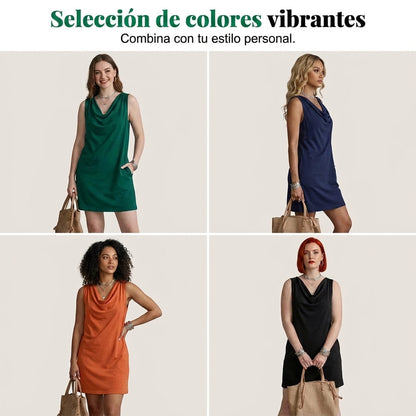 Noa - Elegant dress with a draped neckline