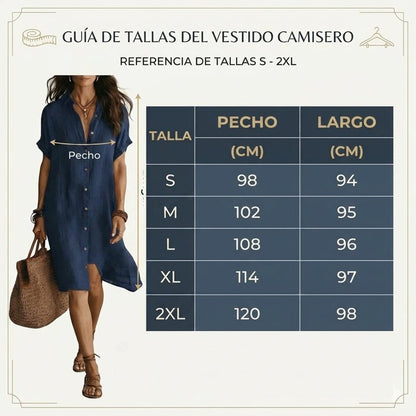 Vega - Vestido camisero de manga corta