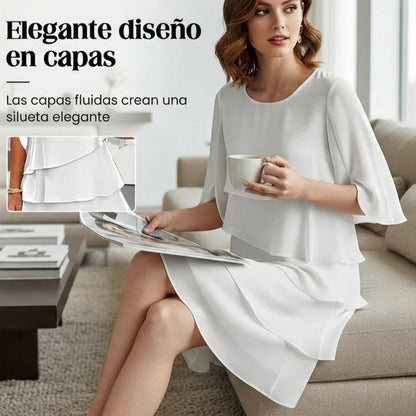 Brisa - Vestido elegante con capas y volantes