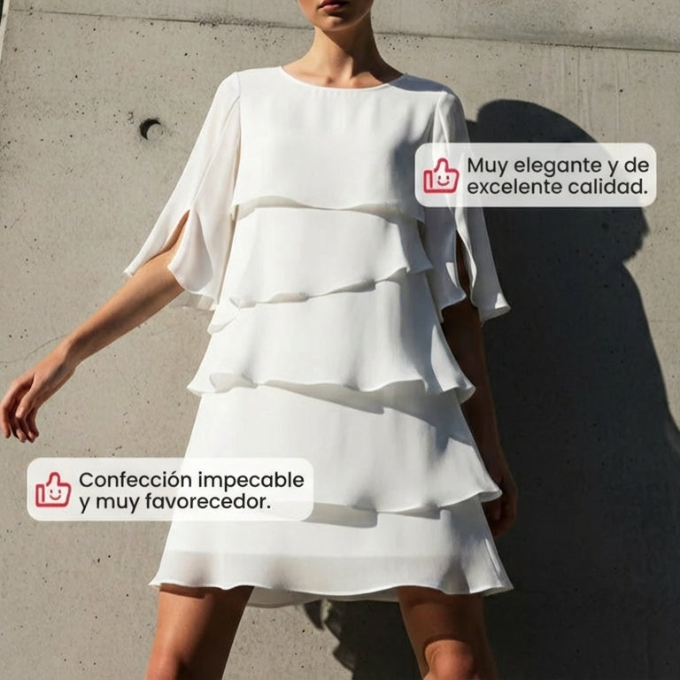 Brisa - Vestido elegante con capas y volantes