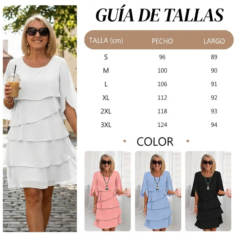 Brisa - Vestido elegante con capas y volantes