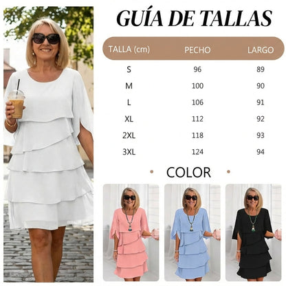 Brisa - Vestido elegante con capas y volantes