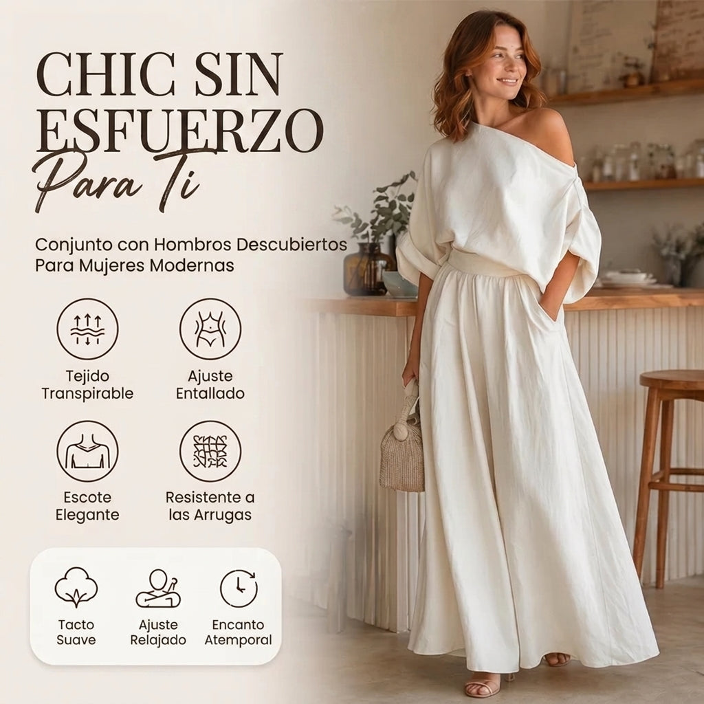 Alba - Strapless top and wide-leg trousers set