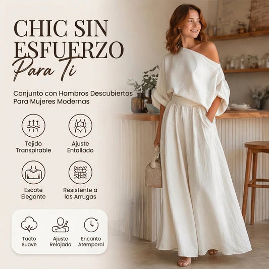 Alba - Strapless top and wide-leg trousers set