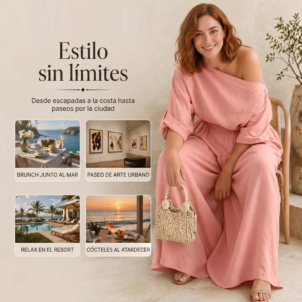 Alba - Strapless top and wide-leg trousers set