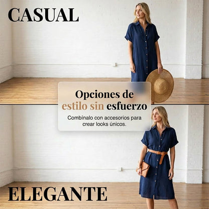 Vega - Vestido camisero de manga corta