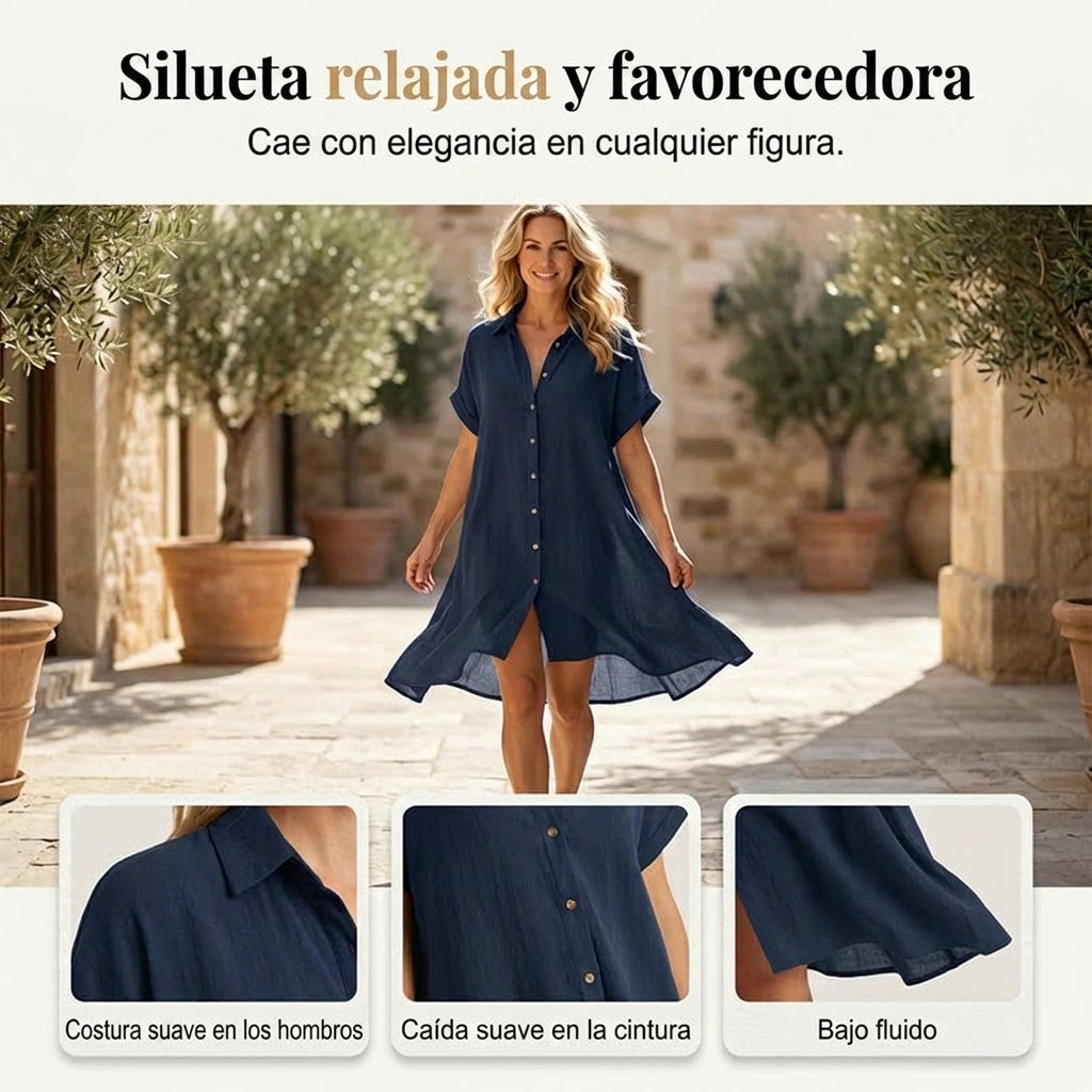 Vega - Vestido camisero de manga corta