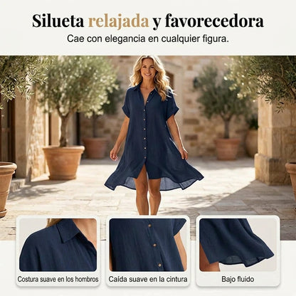 Vega - Vestido camisero de manga corta