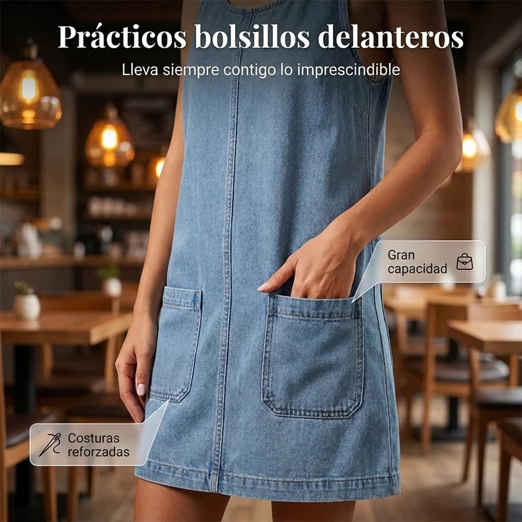 Daniela - Vestido Vaquero Casual de Tirantes