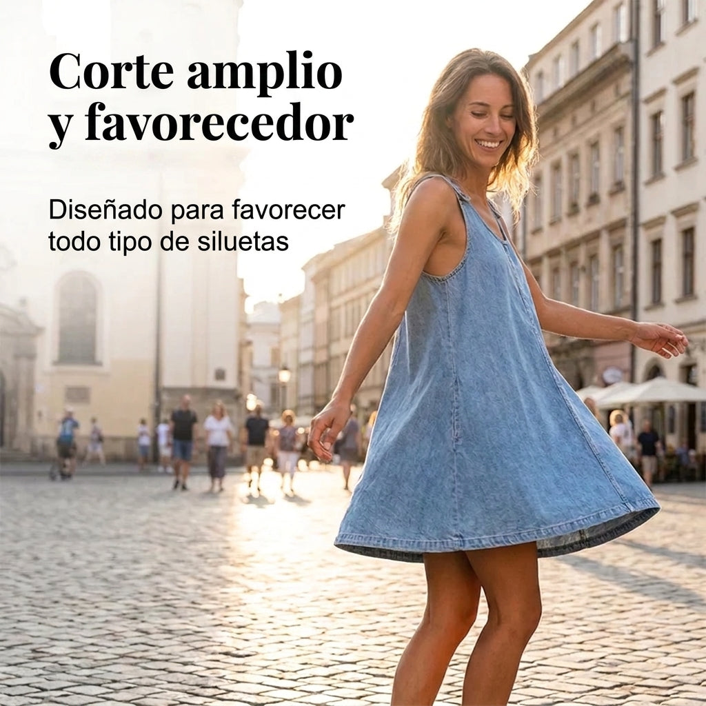 Daniela - Vestido Vaquero Casual de Tirantes