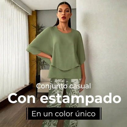 Nadia - Conjunto casual cómodo de 2 piezas