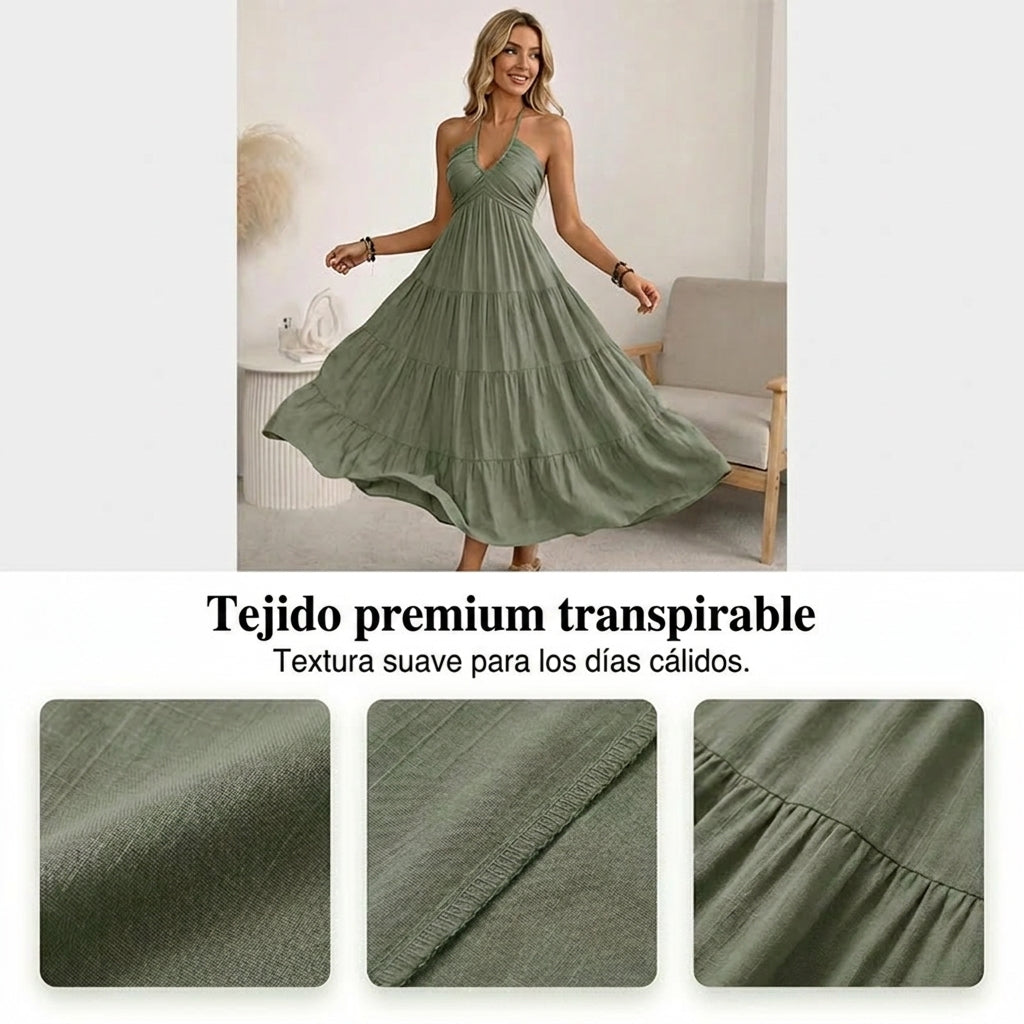 Julia - Halter Neck Backless Maxi Dress