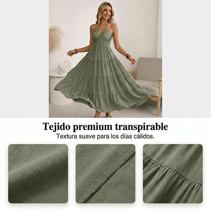 Julia - Halter Neck Backless Maxi Dress