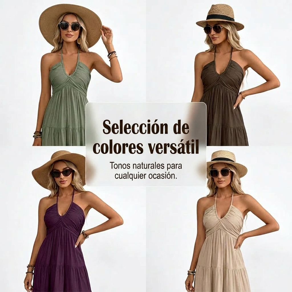 Julia - Halter Neck Backless Maxi Dress