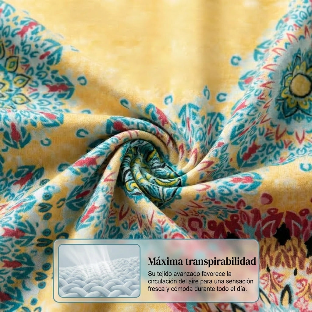 Luna - Vestido de verano con estampado sin mangas y corte en A