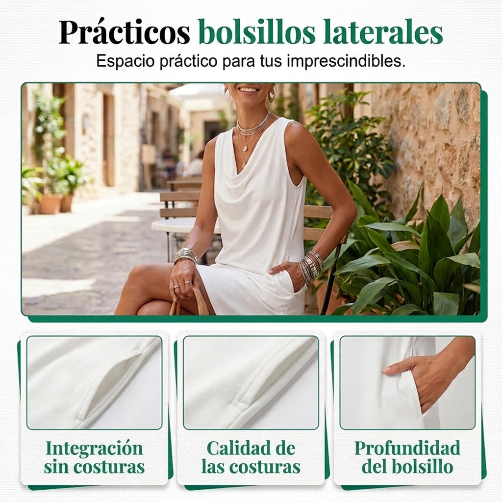 Noa - Elegant dress with a draped neckline