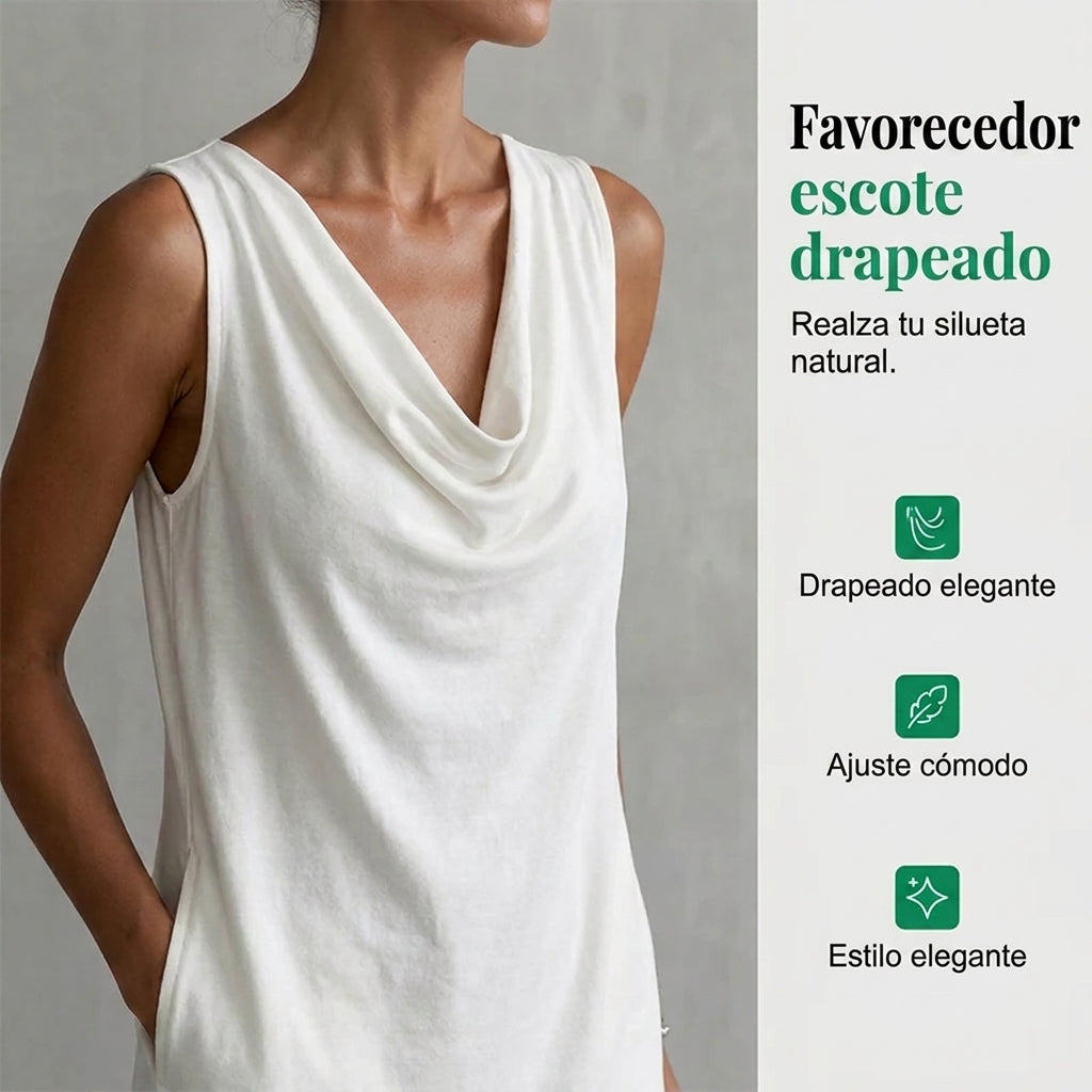 Noa - Elegant dress with a draped neckline