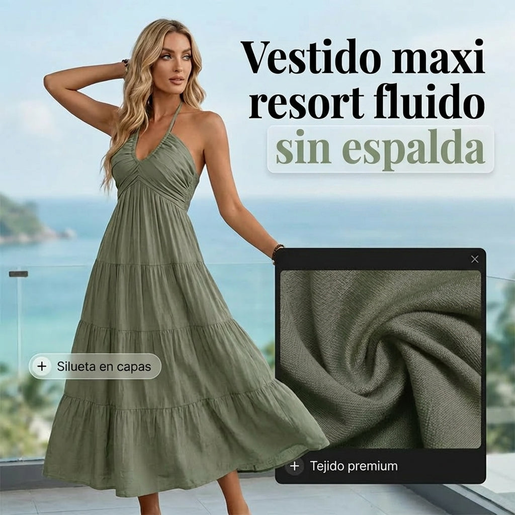 Julia - Halter Neck Backless Maxi Dress